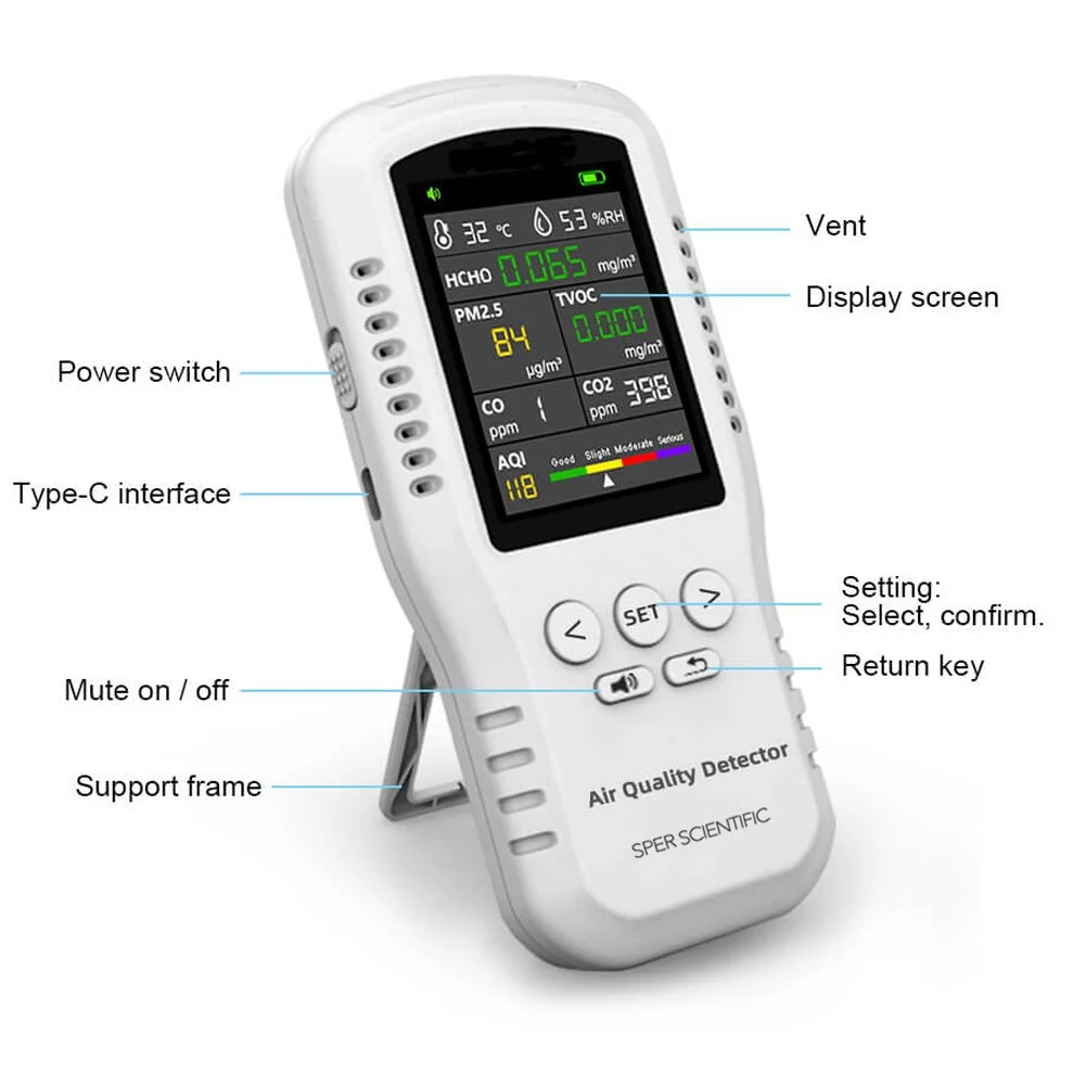 Handheld Multi Parameter Air Quality Monitor with PM1, PM2.5, PM10 860076 - Sper Scientific - Image 2 | Le Quoc Equipment
