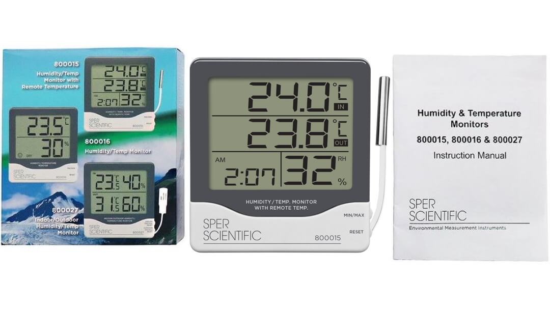 Đồng hồ nhiệt độ độ ẩm 800015 Sper Scientific - Bộ máy.